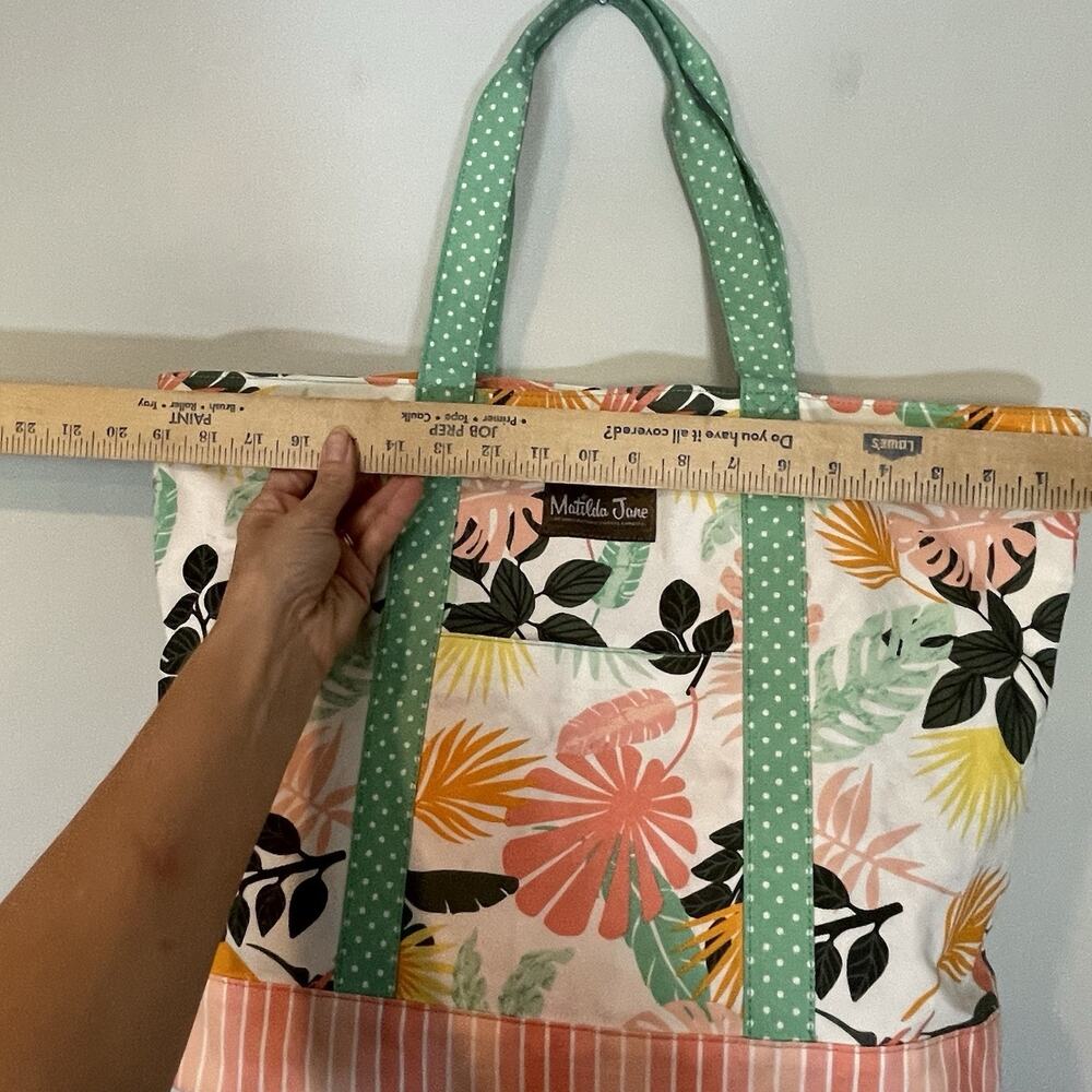 Matilda Jane Tote Green‎ Dream Chasers Golden Island Bag Beachy Tropical Coated - Picture 4 of 8